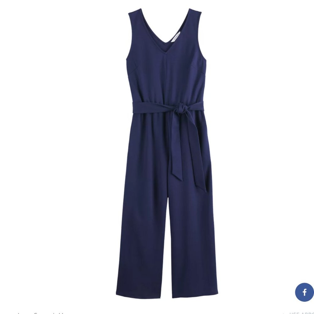 POPSUGAR Tie-Front Knit Cullote Jumpsuit Navy